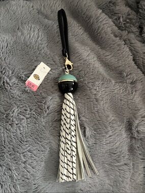 Tassel Purse/Bag Charm with Mint, Black and Gold Accent